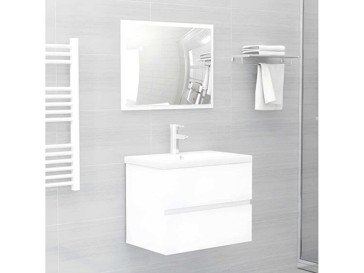 Mueble con lavabo madera de ingeniería blanco ES577453