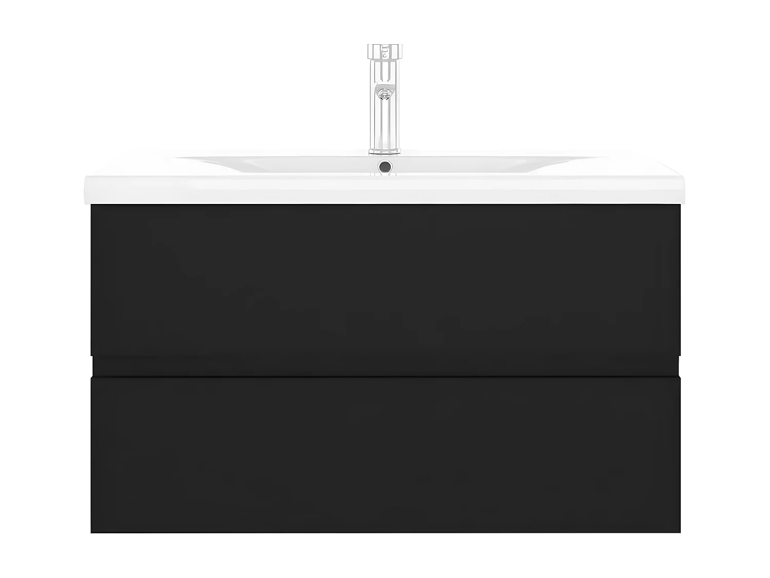 Armário lavatório c/ lavatório embutido derivados madeira preto PT389236