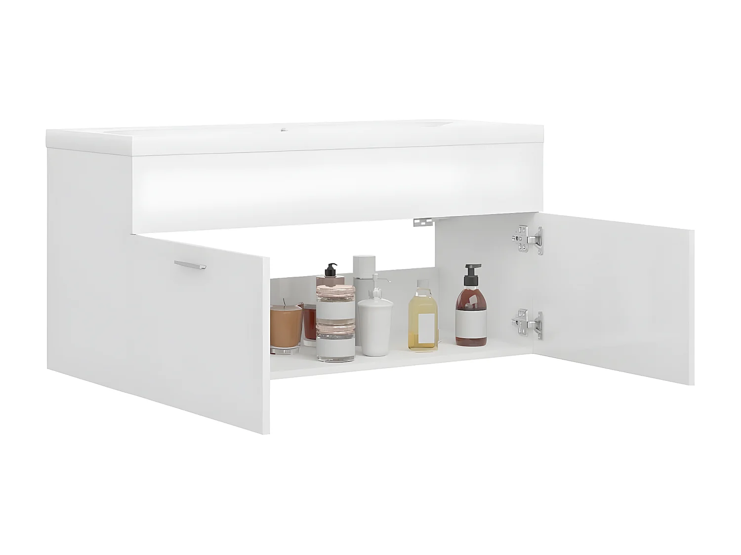 Armoire avec lavabo intégré Blanc brillant Aggloméré FR23243