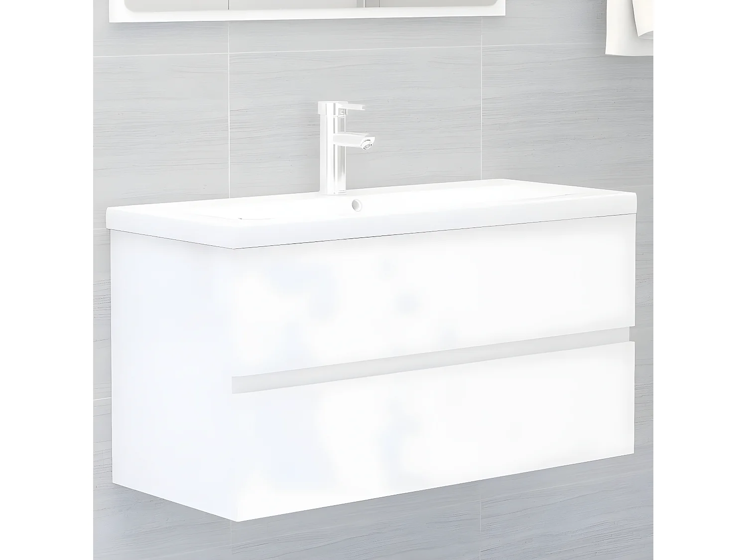 Armoire avec lavabo intégré Blanc brillant FR90663