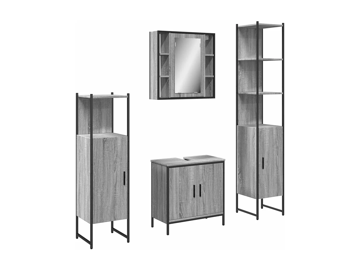Ensemble d'armoires de salle de bain 4 pcs sonoma gris FR18679