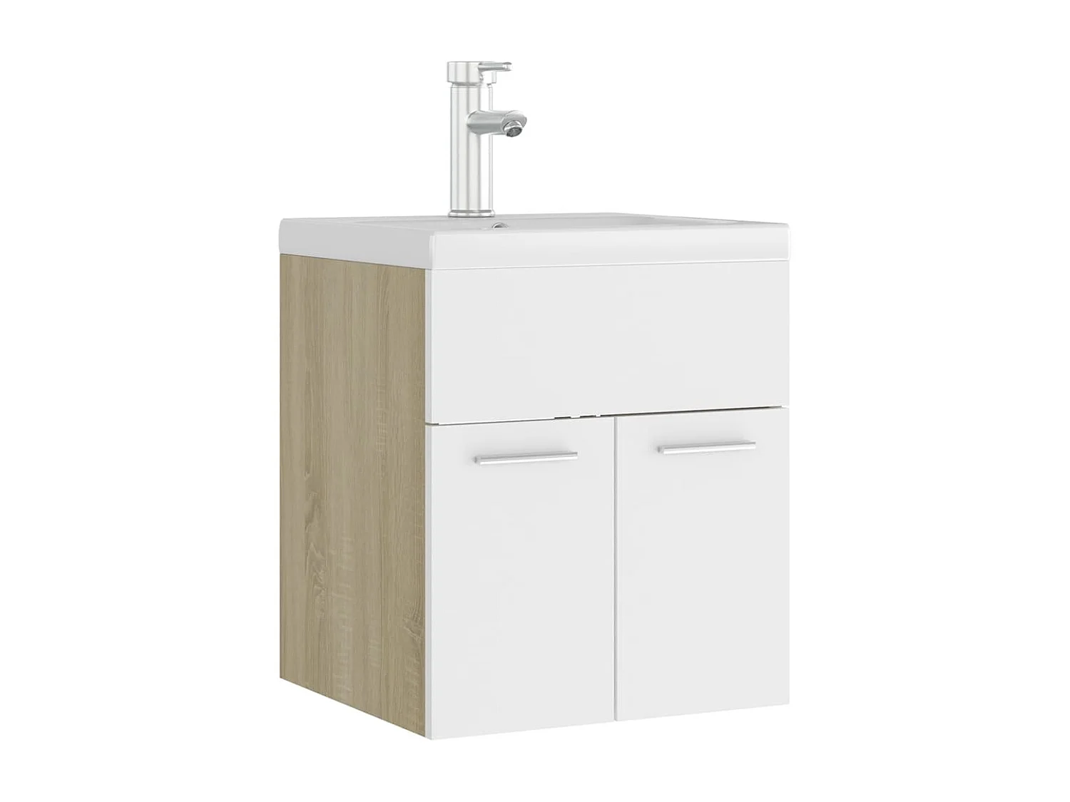 Armoire avec lavabo intégré blanc et chêne sonoma FR75171