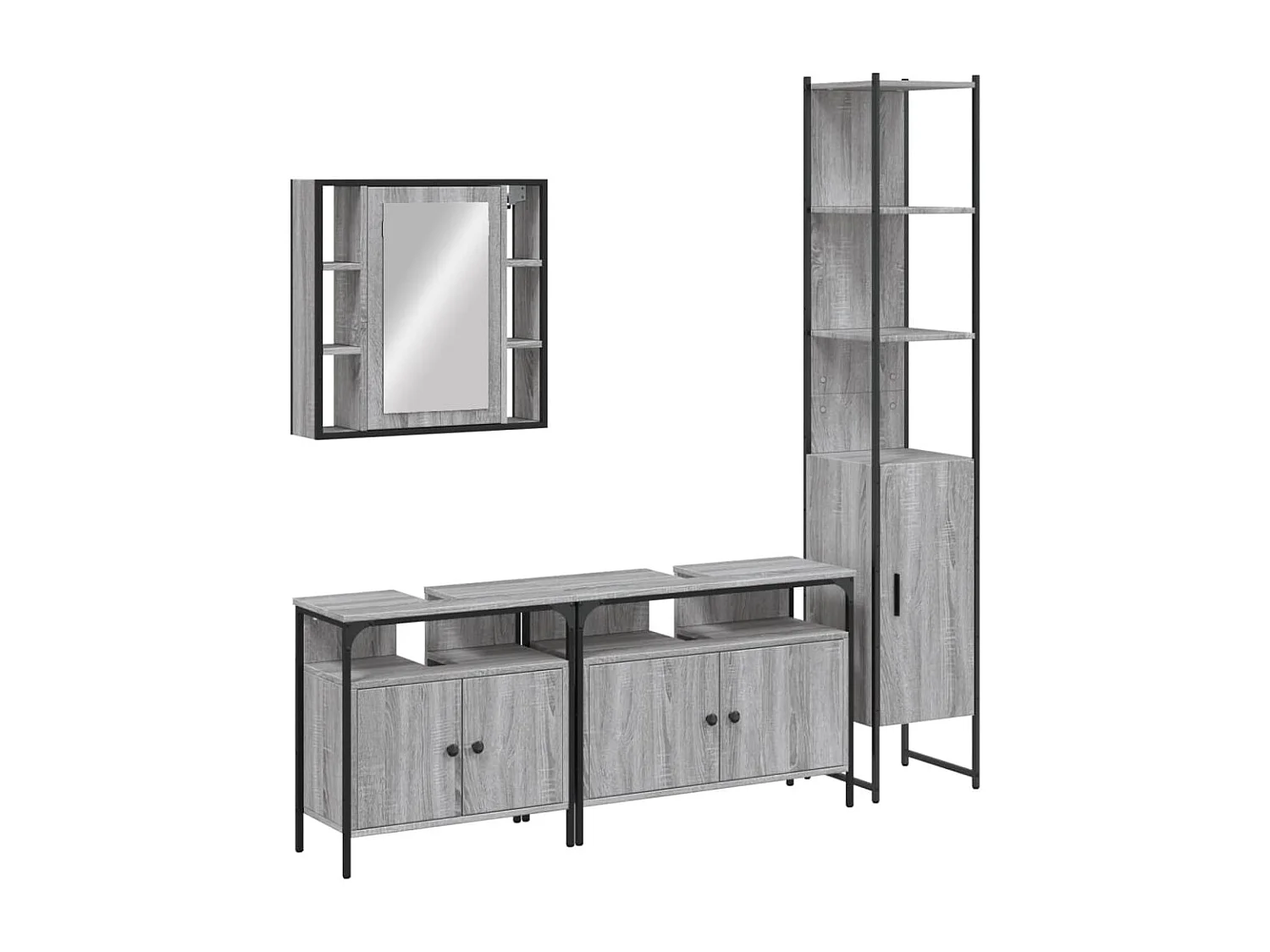 Ensemble d'armoires de salle de bain 4 pcs sonoma gris FR52726