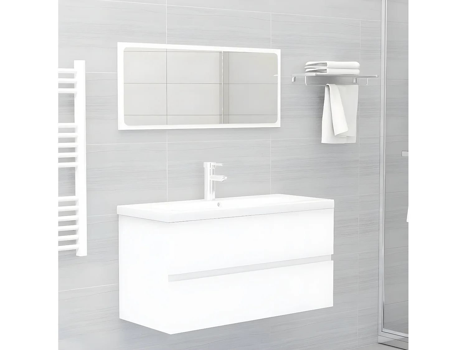 Mueble con lavabo madera de ingeniería blanco ES433555