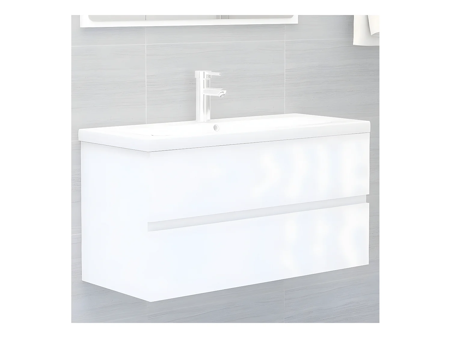 Armoire avec lavabo intégré blanc bois d'ingénierie FR96294
