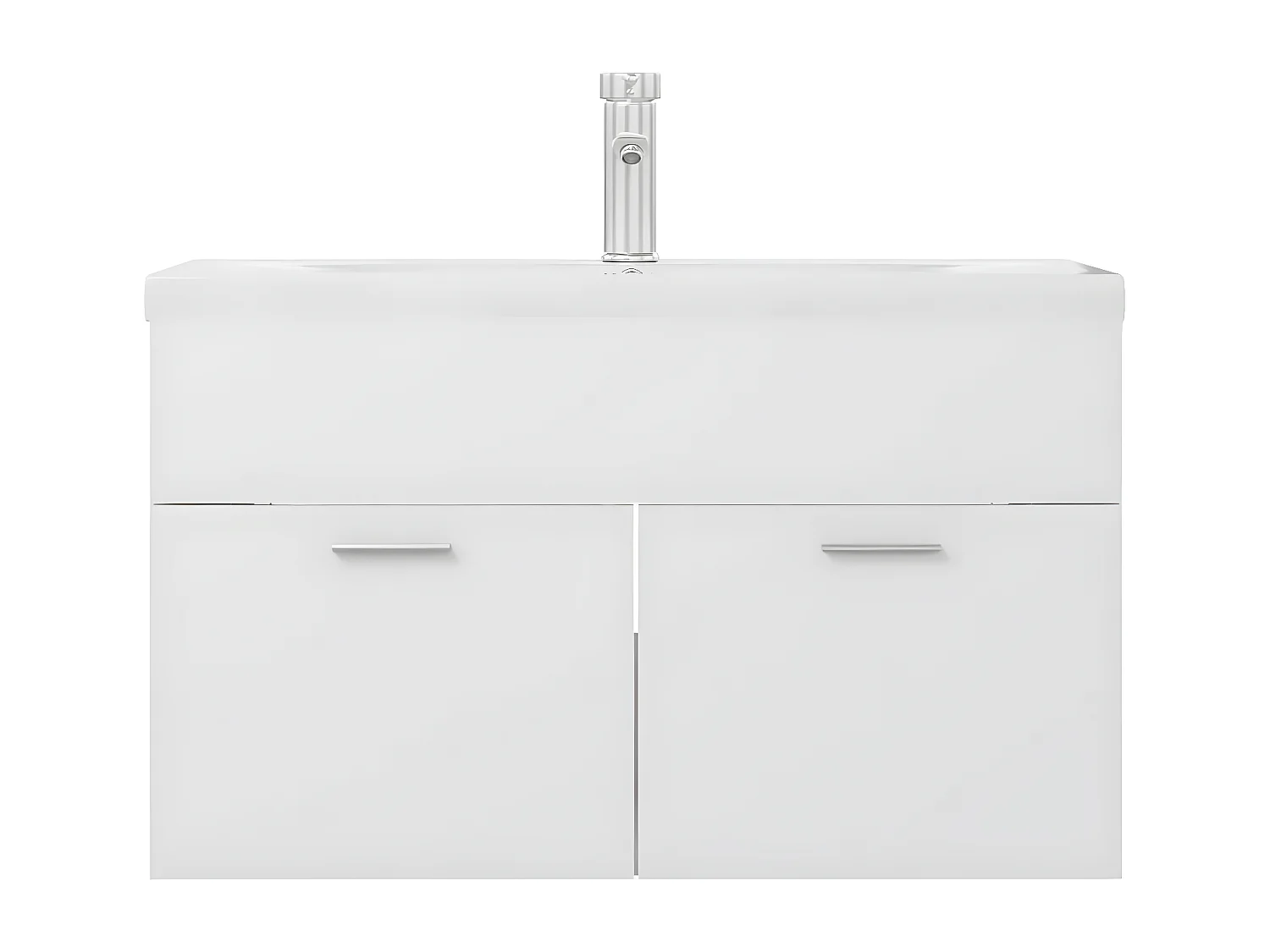 Wastafelkast met ingebouwde wastafel bewerkt hout wit BE130449