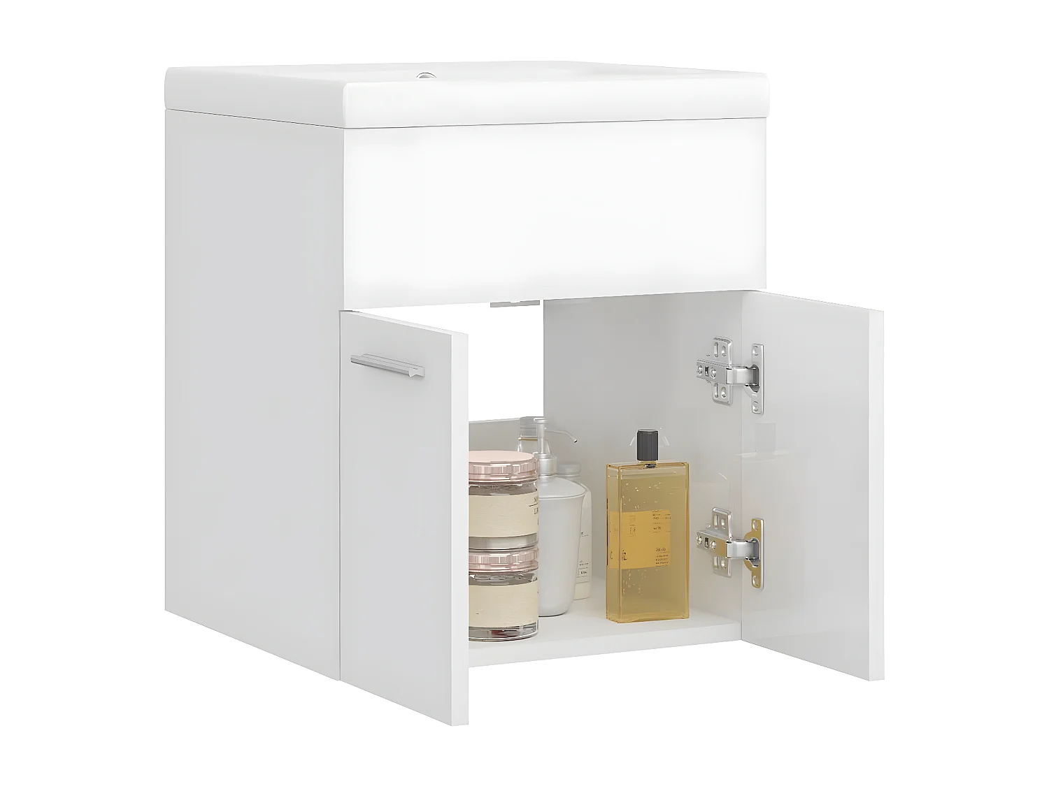 Mueble con lavabo madera de ingeniería blanco brillante ES704801