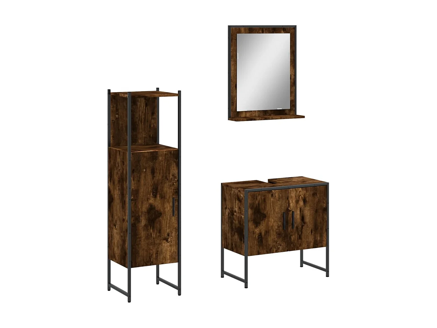 Ensemble d'armoires de salle de bain 3 pcs chêne fumé FR10230