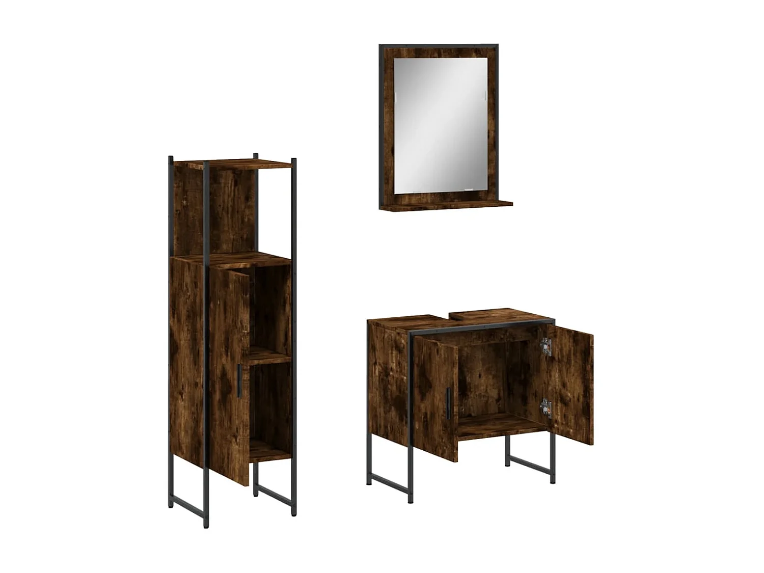 Ensemble d'armoires de salle de bain 3 pcs chêne fumé FR10230