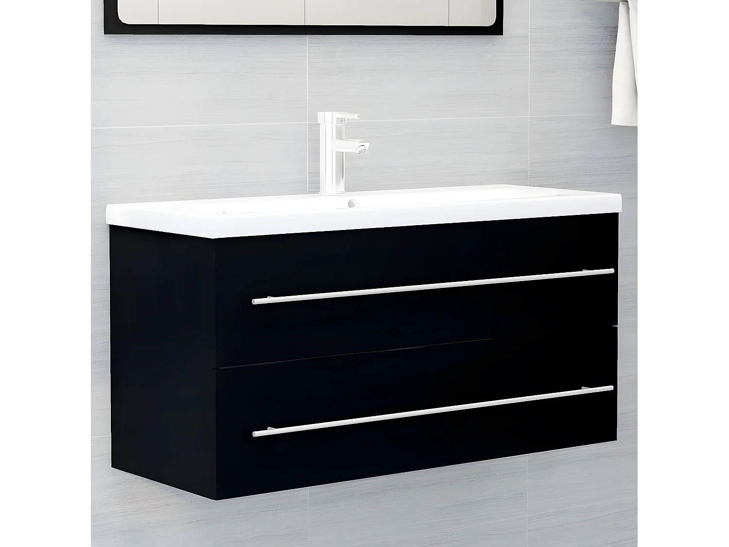 Armoire avec lavabo intégré Noir Aggloméré FR99641