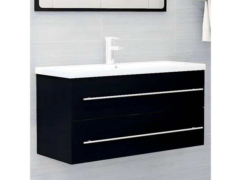 Armoire avec lavabo intégré Noir Aggloméré FR99641