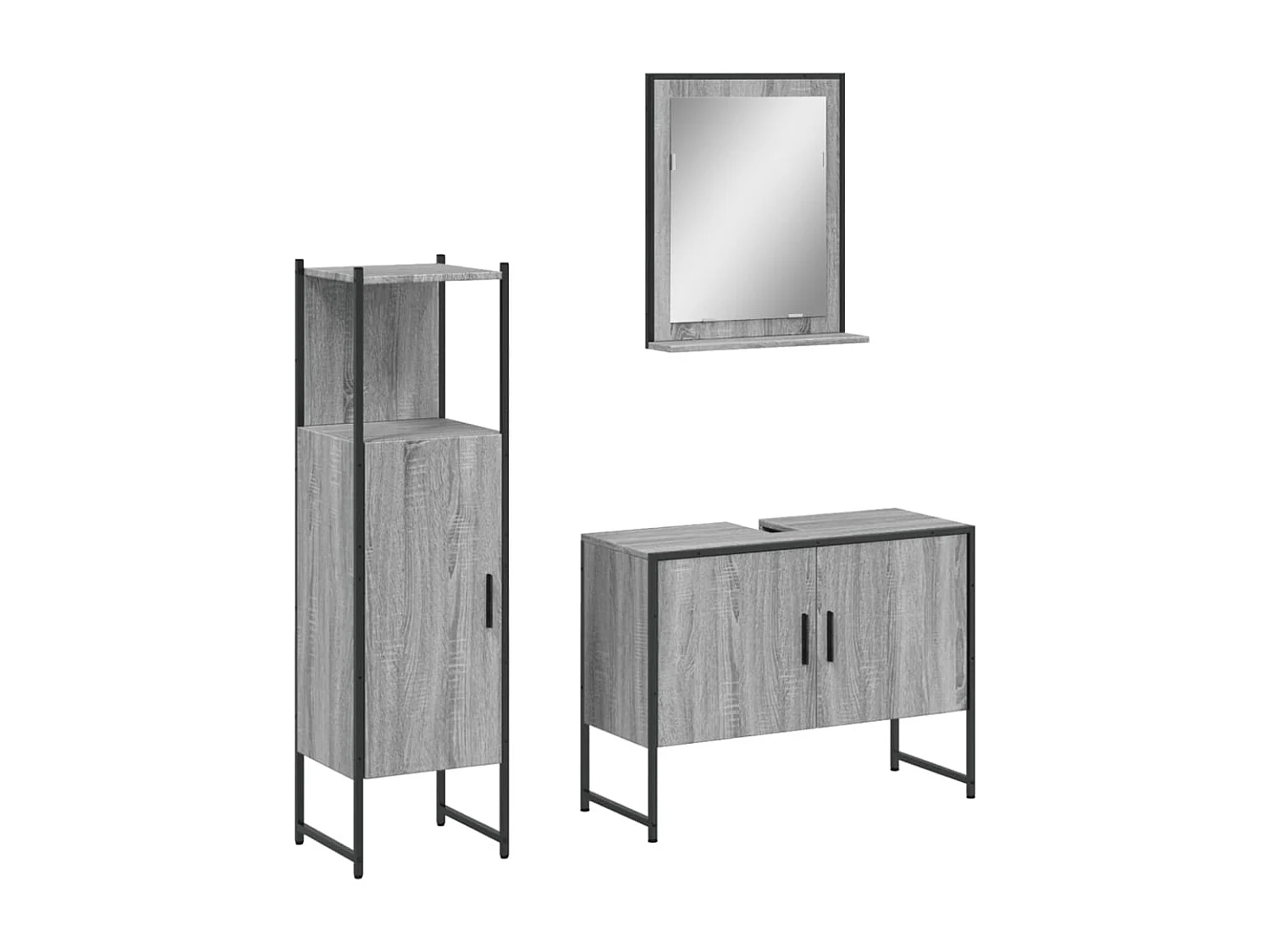 Ensemble d'armoires de salle de bain 3 pcs sonoma gris FR33980