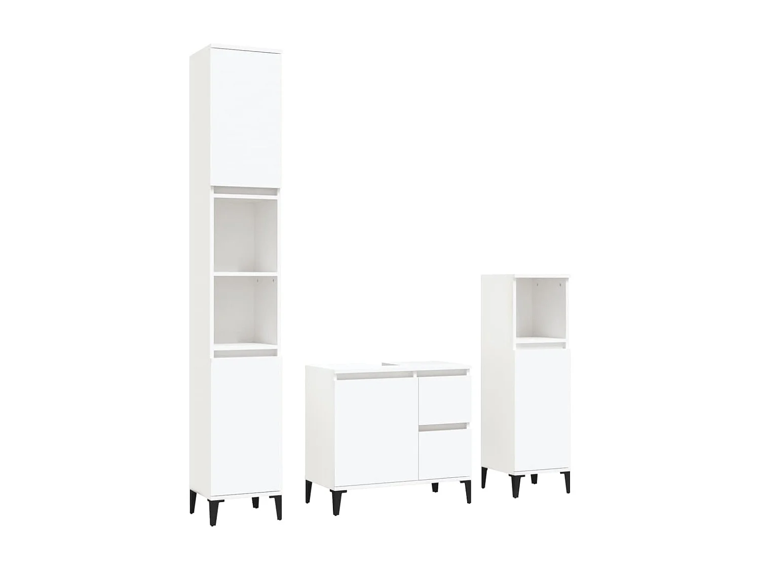 Set de muebles de baño 3 piezas madera contrachapada blanco ES885130