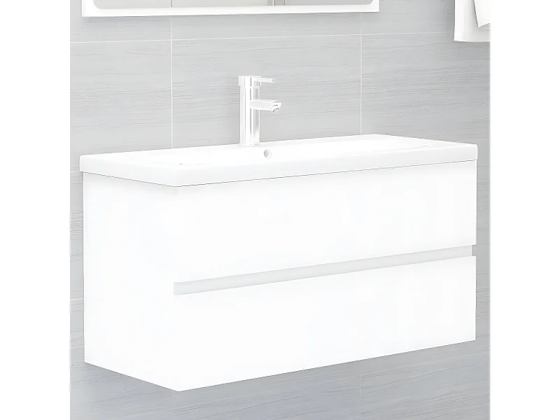 Mueble con lavabo madera de ingeniería blanco ES830833