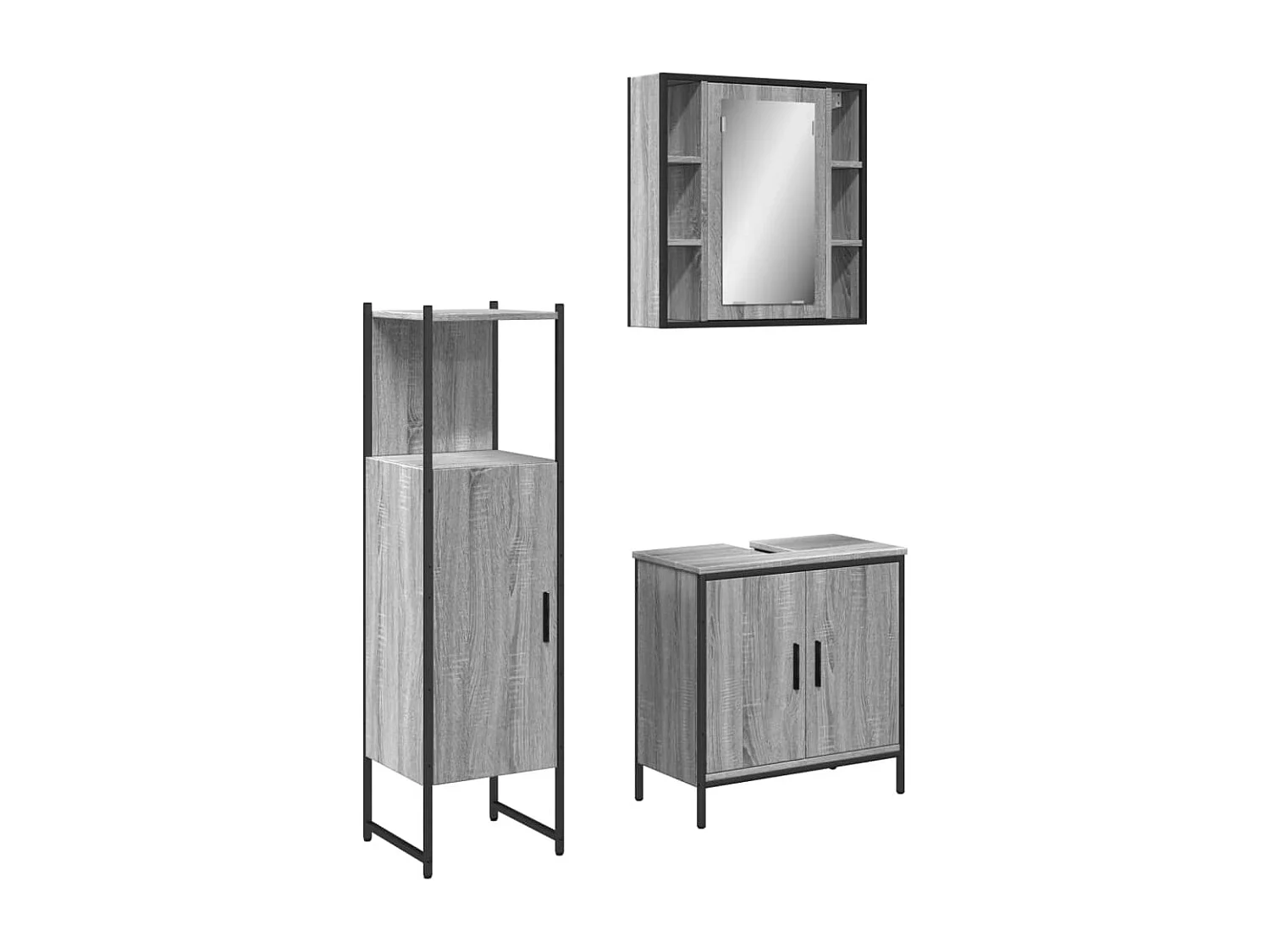 Ensemble d'armoires de salle de bain 3 pcs sonoma gris FR84779
