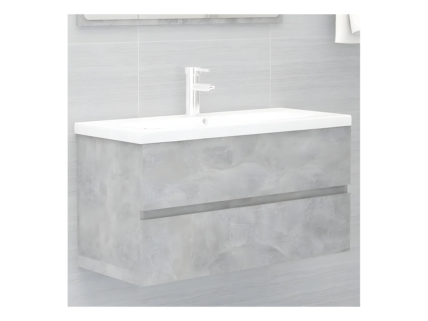 Armoire avec lavabo intégré Gris béton Bois d'ingénierie FR75902