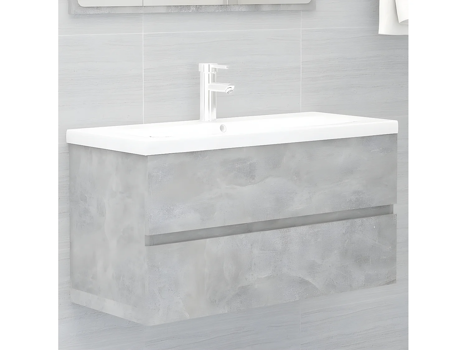 Armoire avec lavabo intégré Gris béton Bois d'ingénierie FR75902