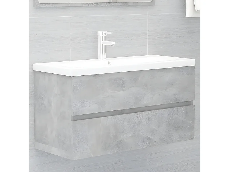 Armoire avec lavabo intégré Gris béton Bois d'ingénierie FR75902