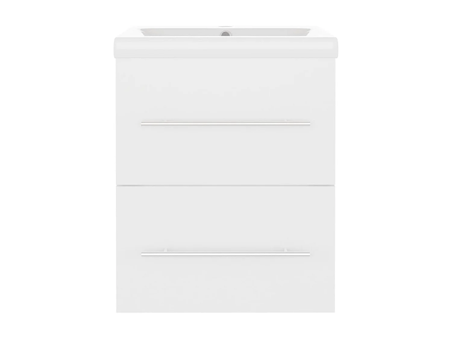 Wastafelkast met ingebouwde wastafel bewerkt hout wit BE811060