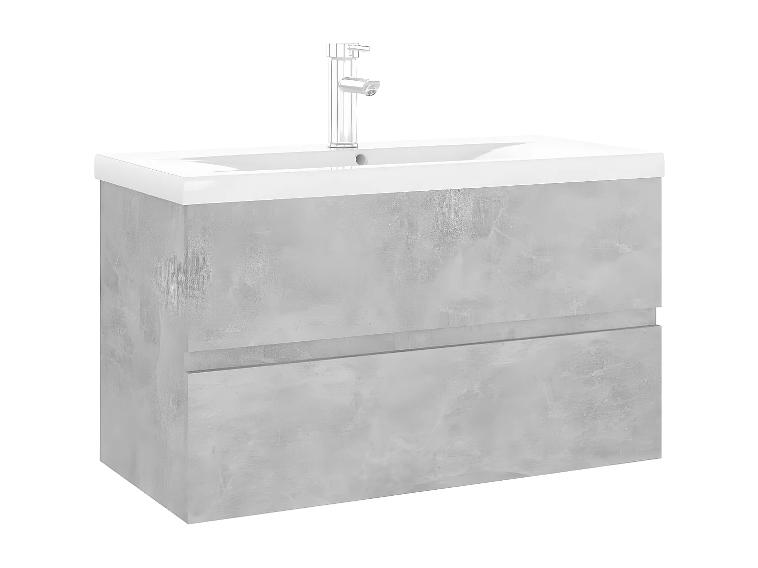 Armoire avec lavabo intégré gris béton bois d'ingénierie FR41145