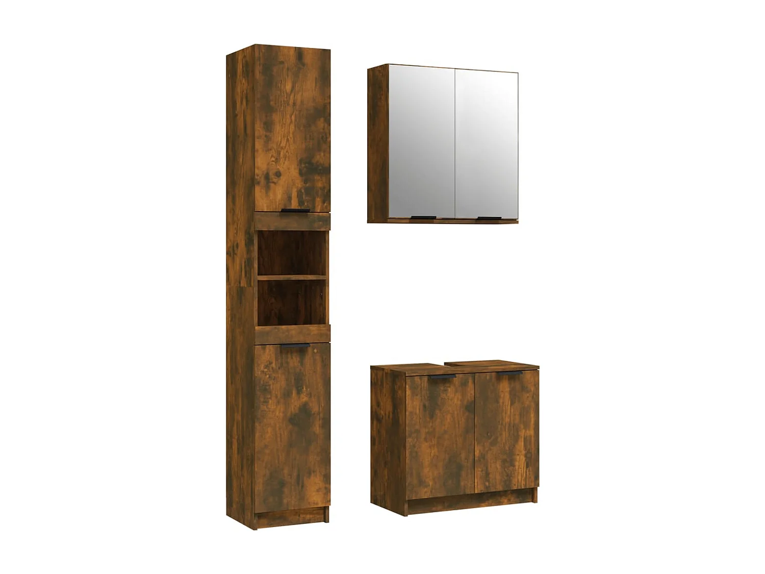 Set de muebles baño 3 pzas madera contrachapada roble ahumado ES126441