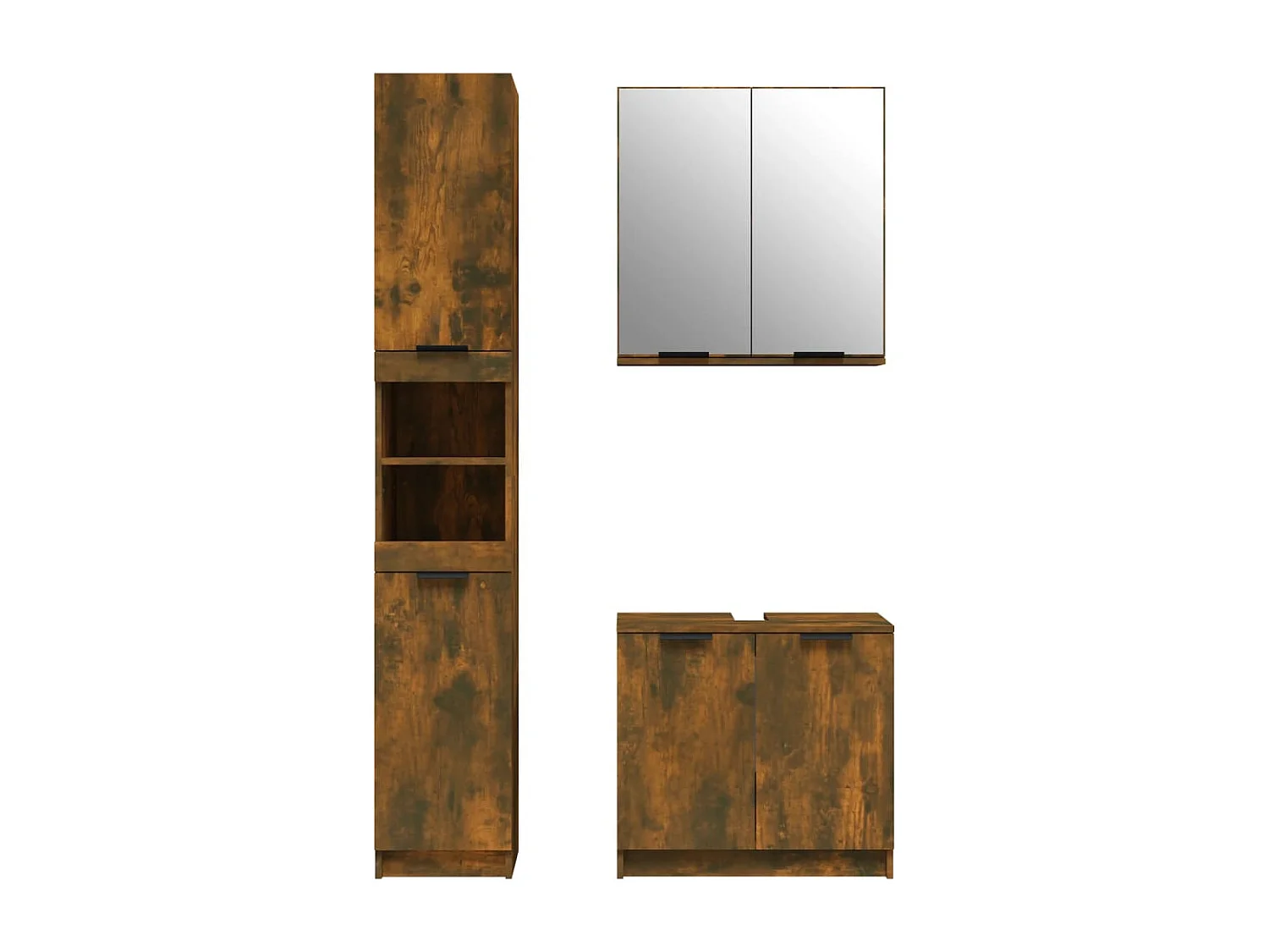 Set de muebles baño 3 pzas madera contrachapada roble ahumado ES126441