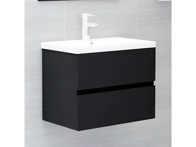 Armoire avec lavabo intégré Noir Aggloméré FR89665