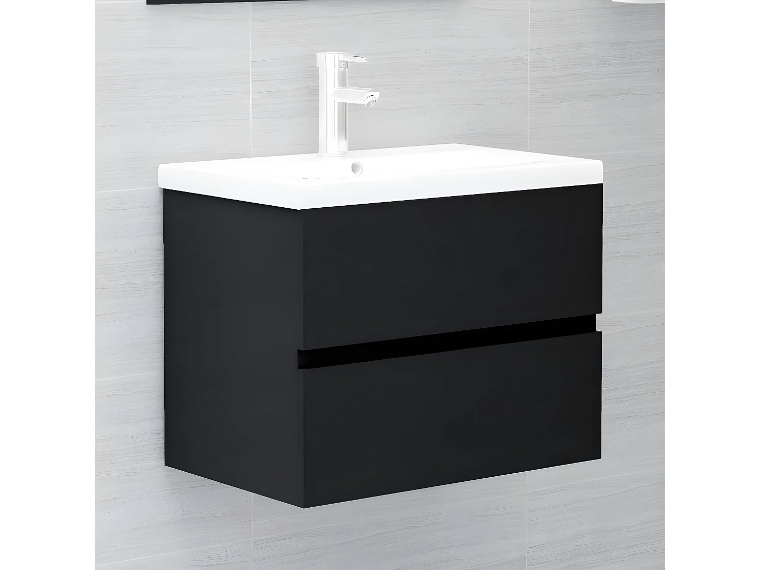 Mueble con lavabo madera de ingeniería negro ES182745