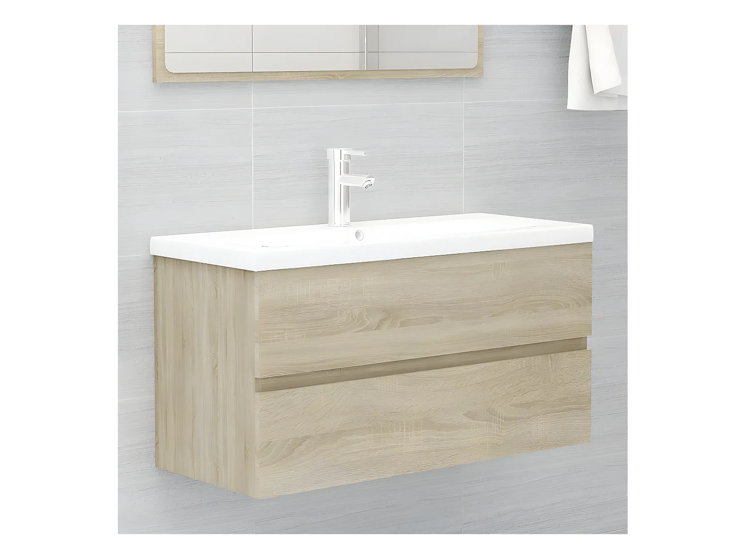 Armoire avec lavabo intégré Chêne sonoma Bois ingénierie FR83186