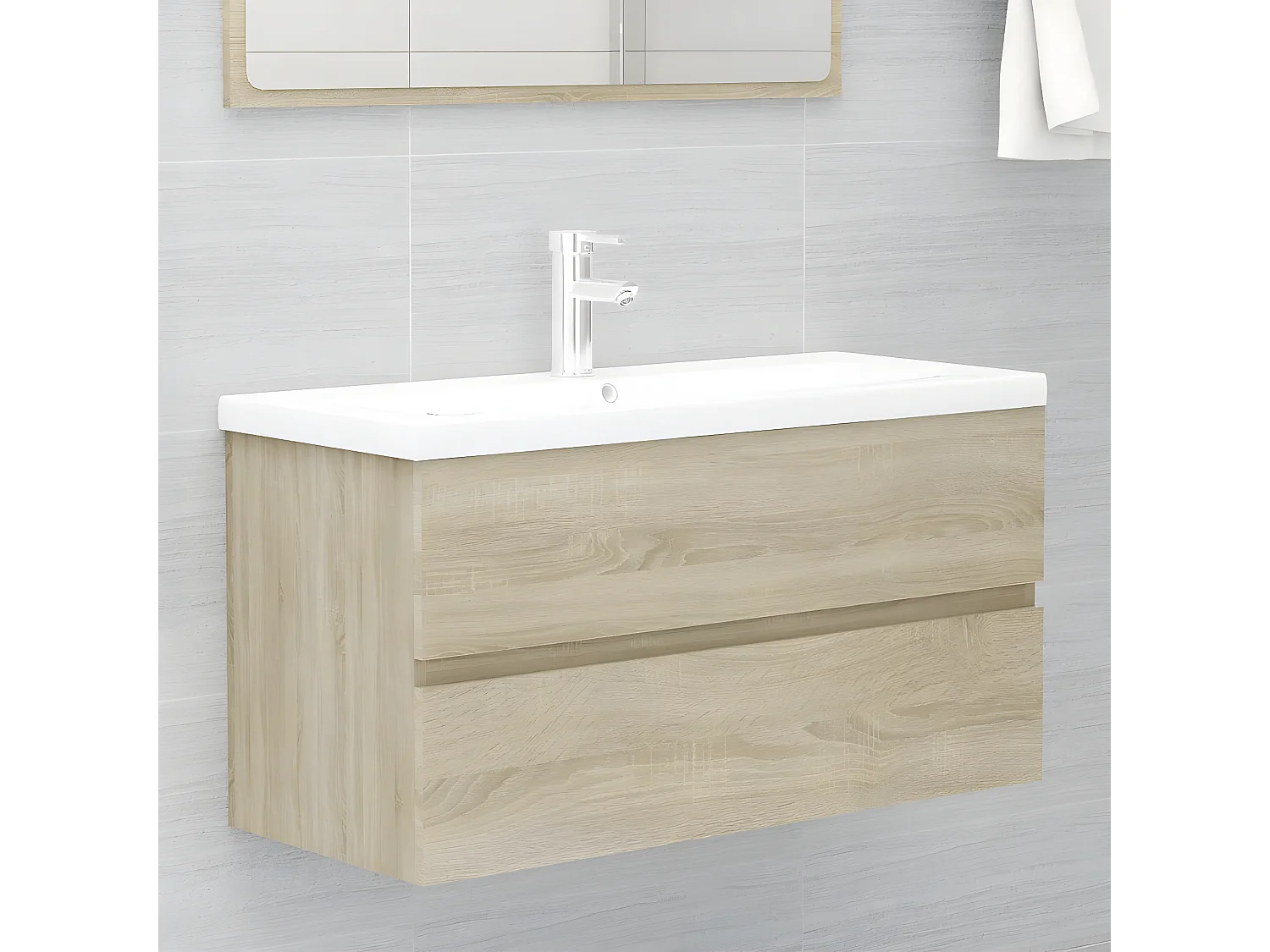 Armoire avec lavabo intégré Chêne sonoma Bois ingénierie FR83186