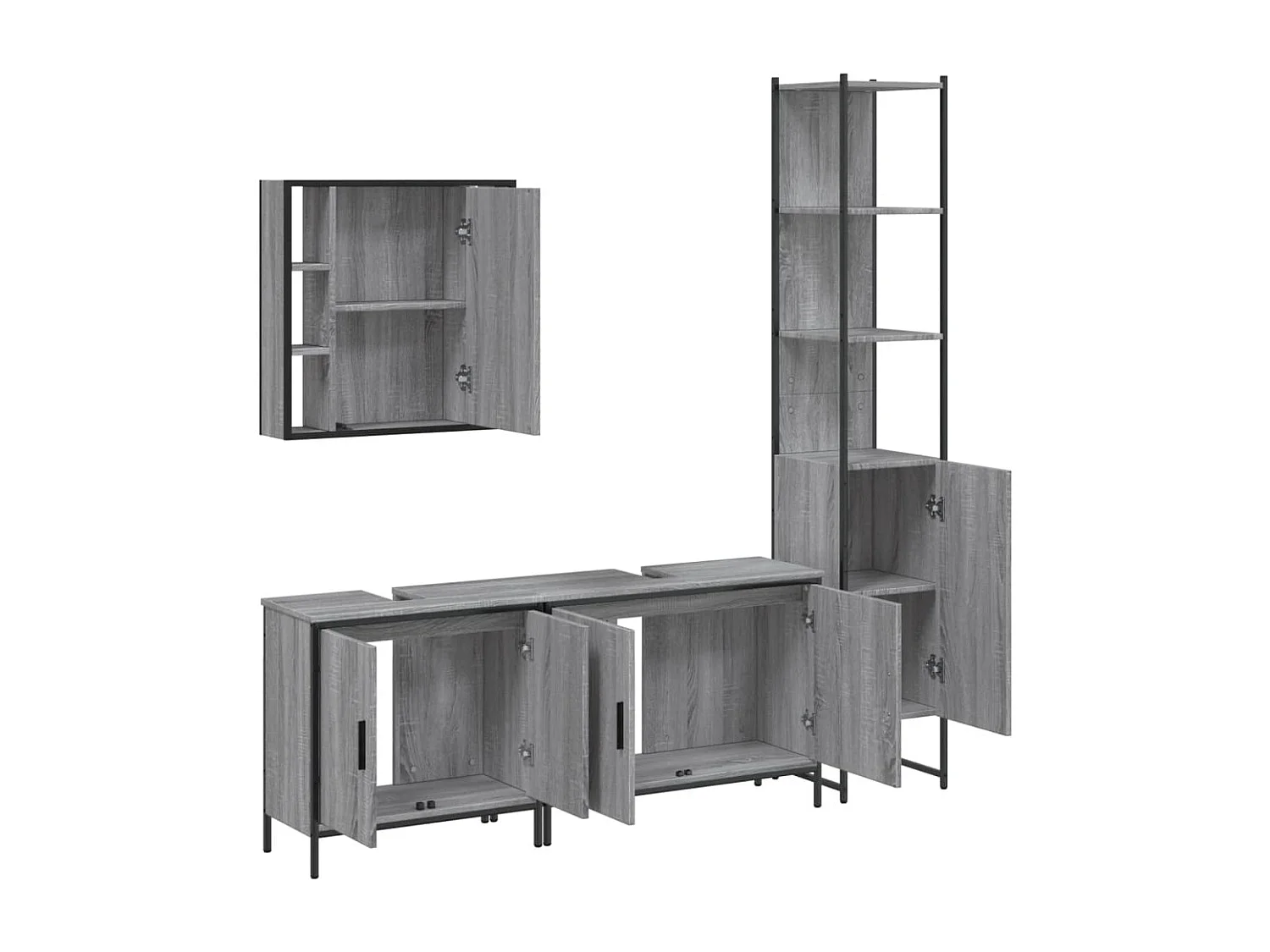 Ensemble d'armoires de salle de bain 4 pcs sonoma gris FR58735