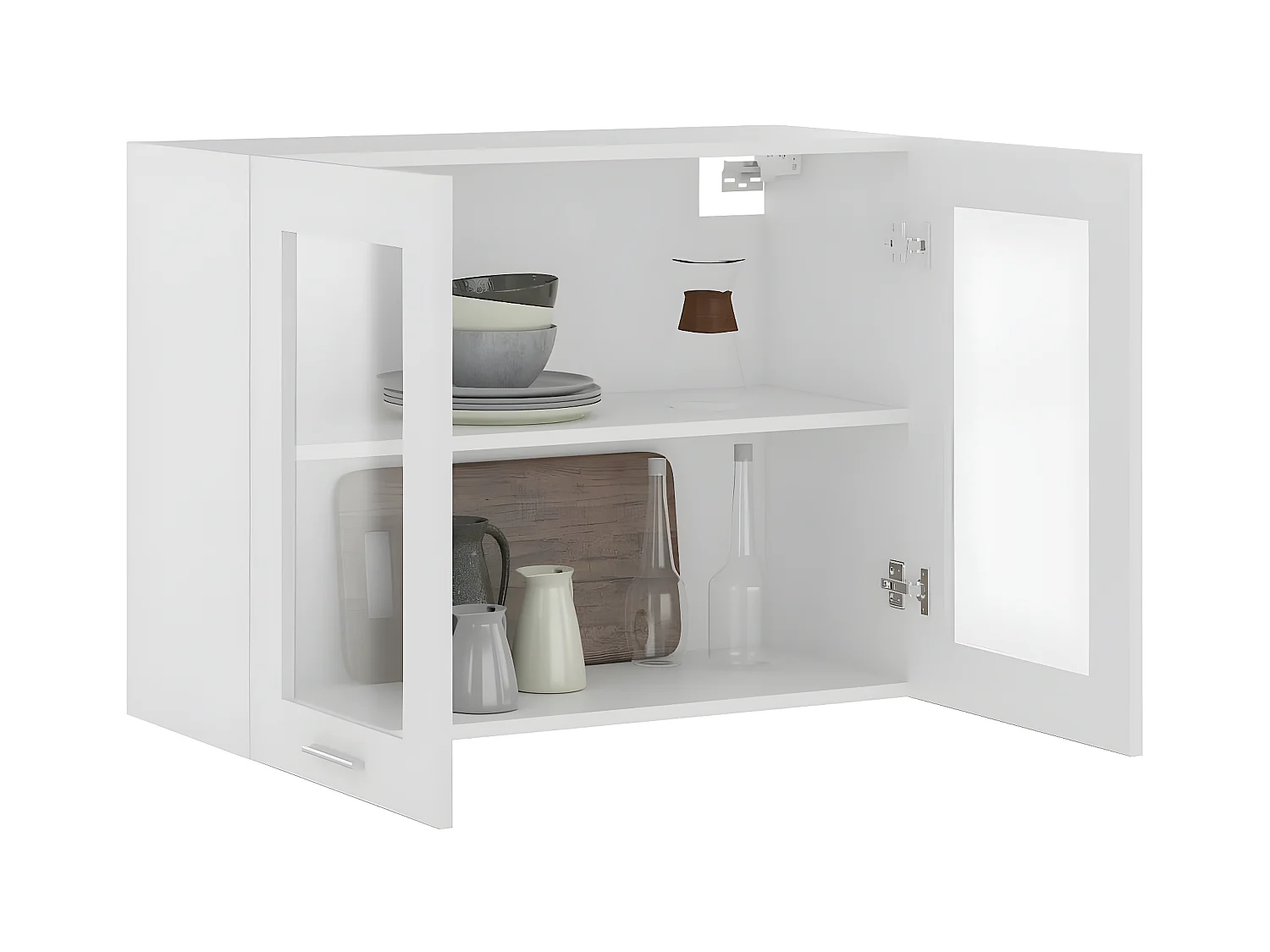 Armário de parede c/ vidro 80x31x60 cm contraplacado branco PT553925