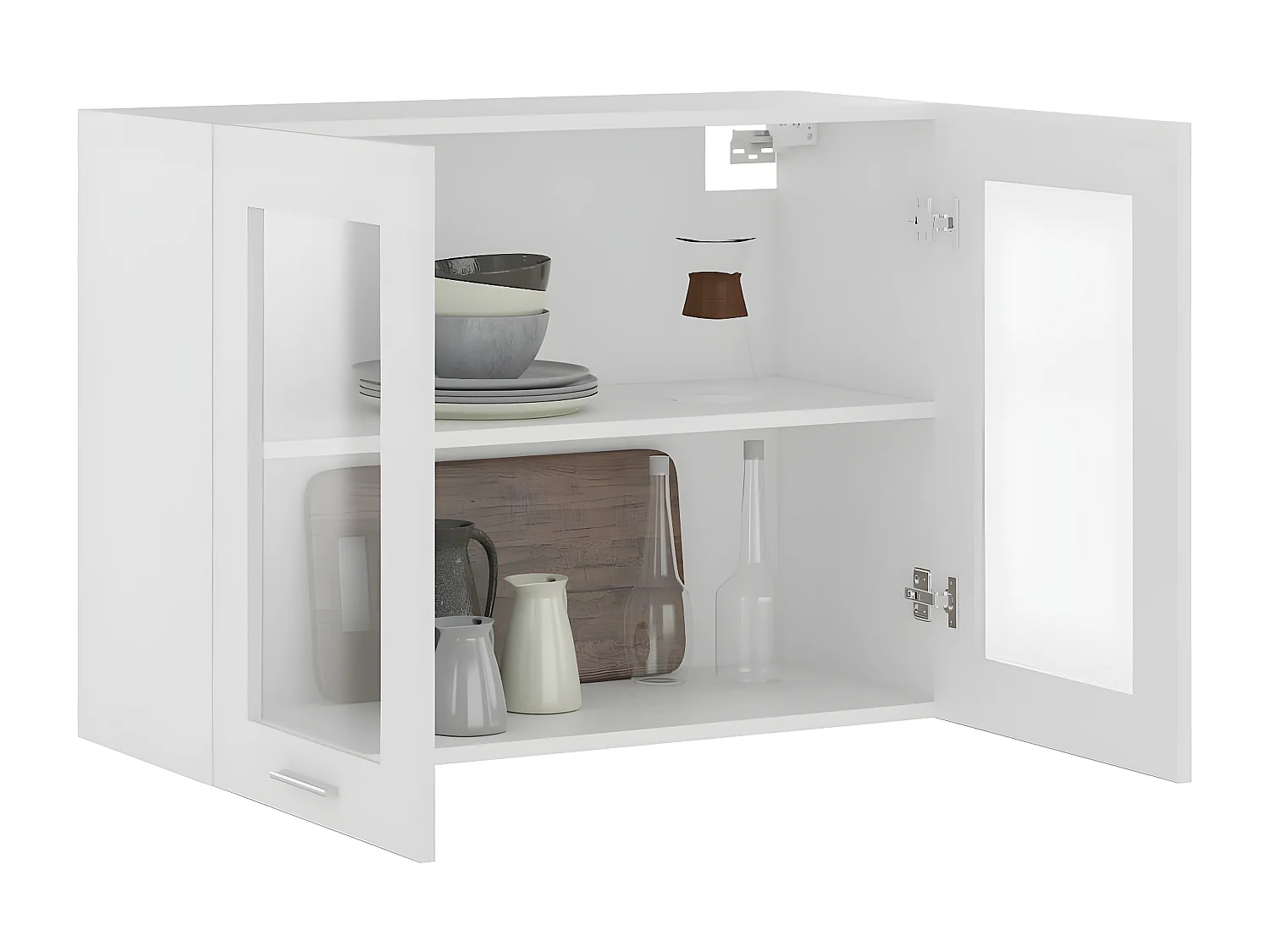 Armoire en verre suspendue Blanc 80x31x60 cm Bois d'ingénierie FR69523