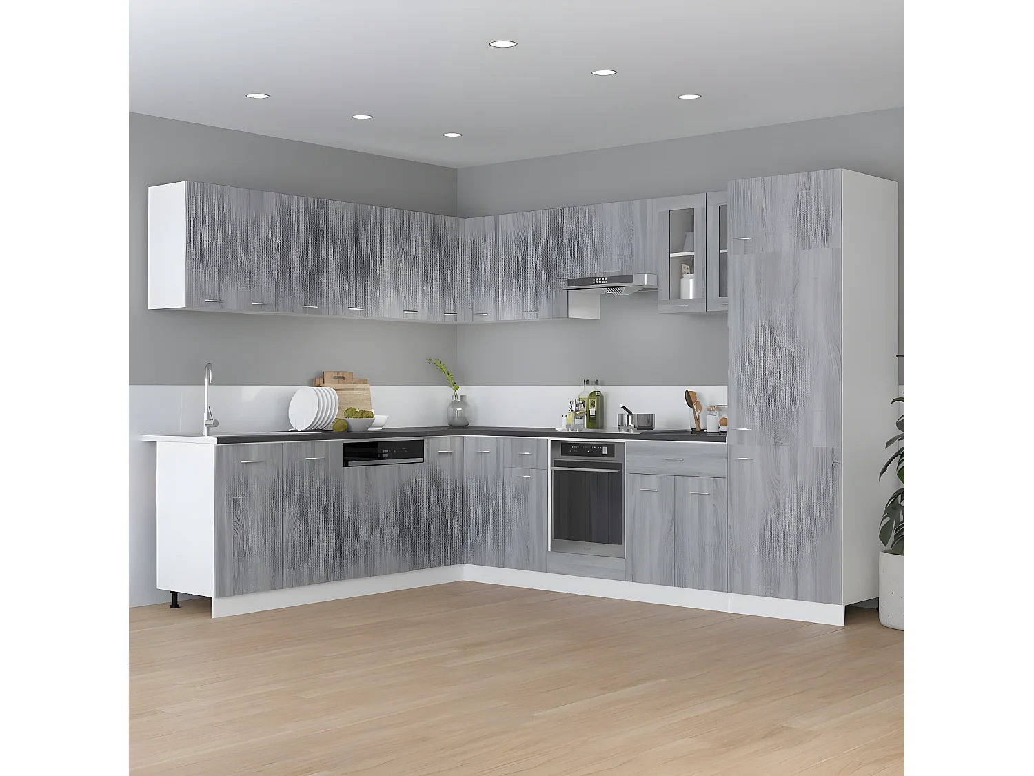 Hangkast 50x31x60 cm bewerkt hout grijs sonoma eikenkleurig BE787232