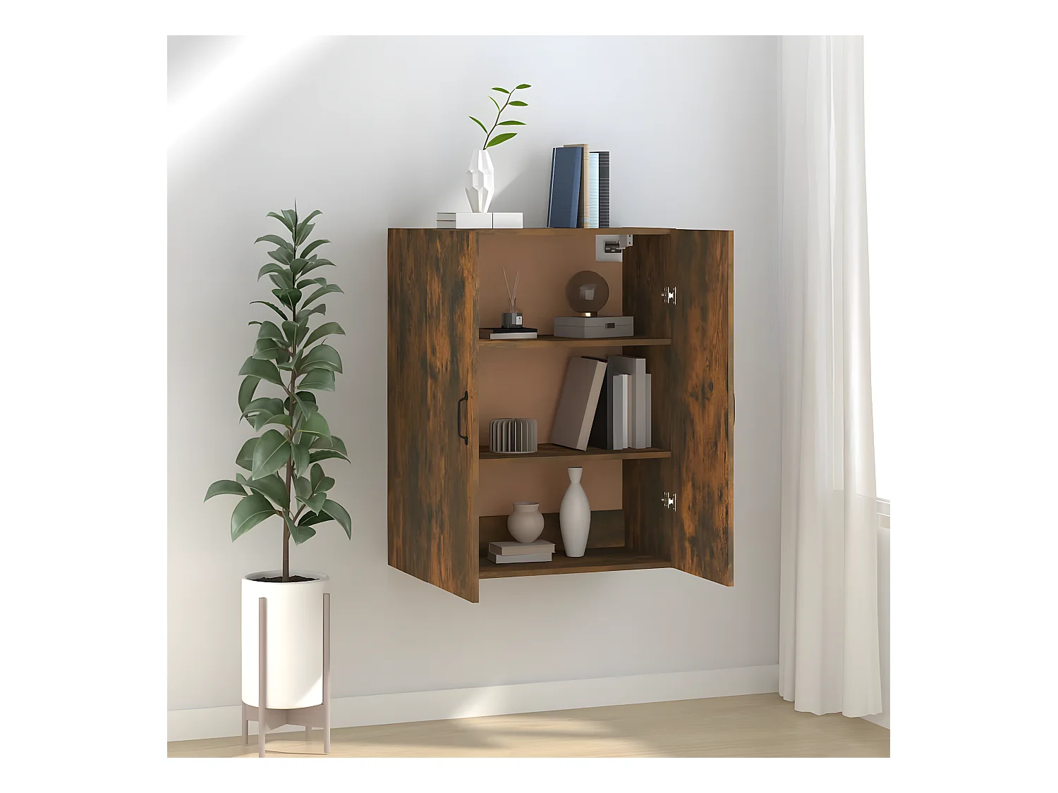 Armoire suspendue Chêne fumé 69,5x34x90 cm Bois d'ingénierie FR89412