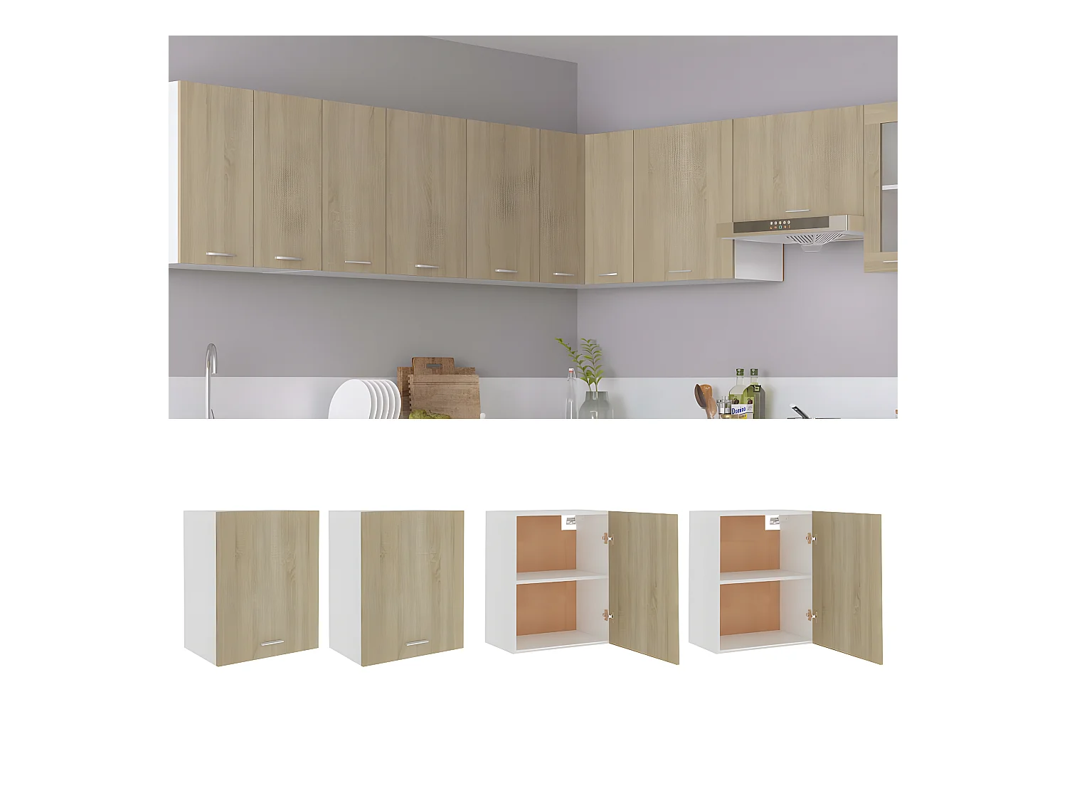 Armoires suspendues 2 pcs Chêne sonoma Bois d’ingénierie FR58937
