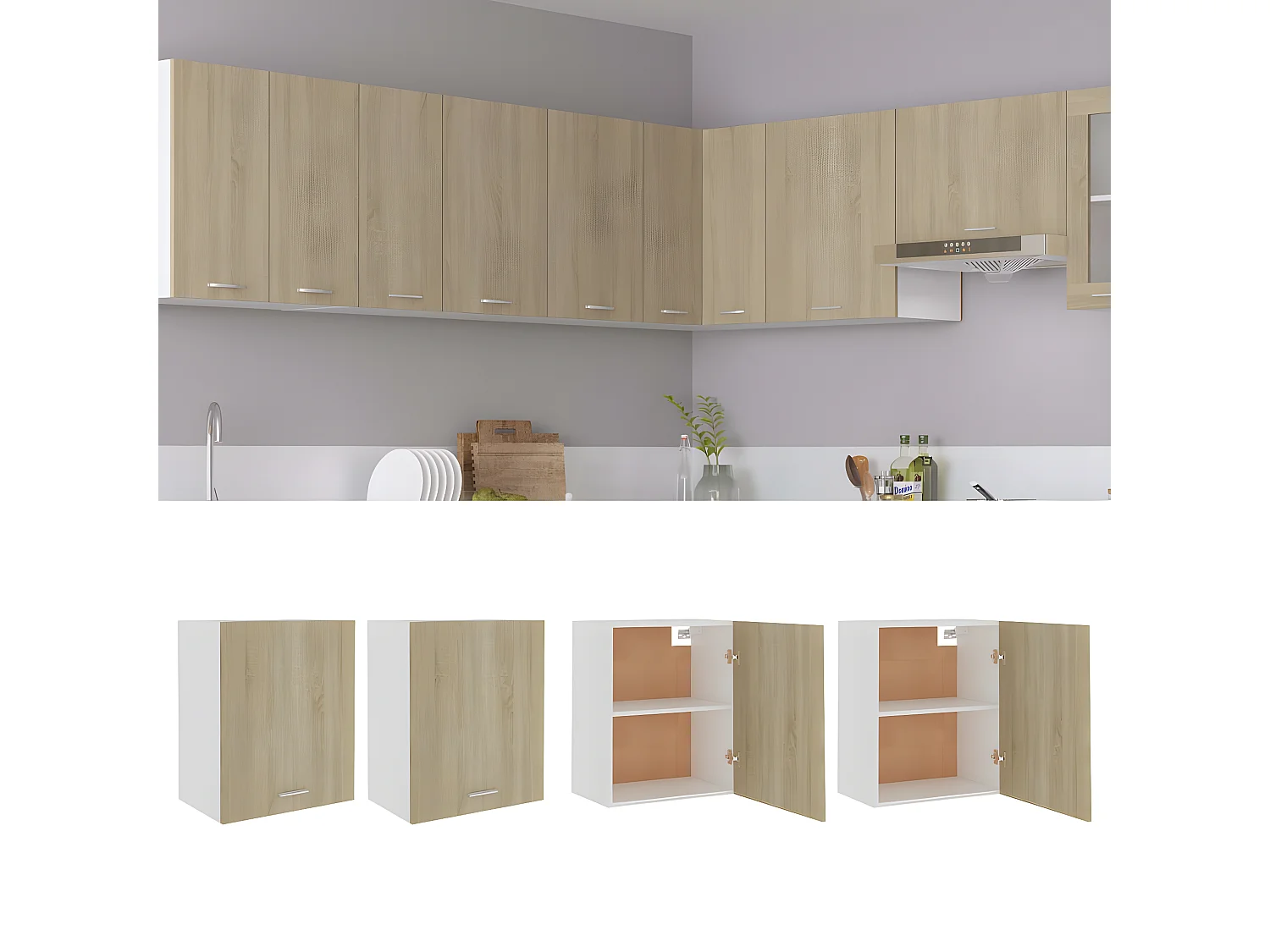 Armarios colgantes 2 uds contrachapada roble Sonoma 50x31x60 cm ES462614