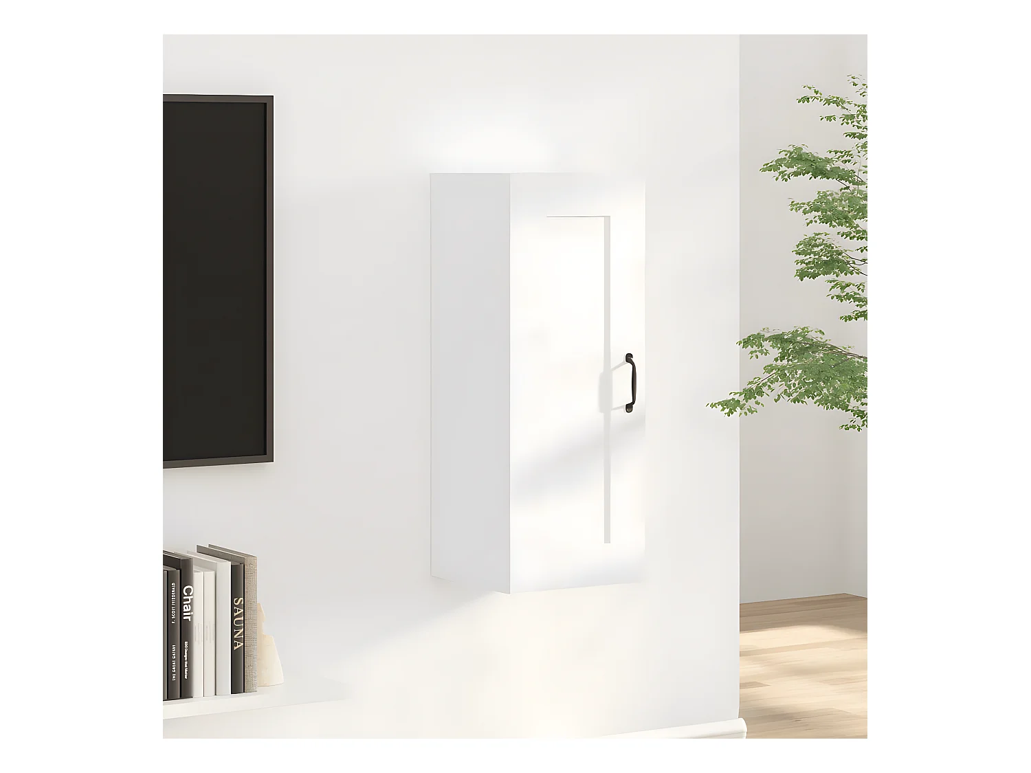 Armoire suspendue Blanc 35x34x90 cm Bois d'ingénierie FR14832