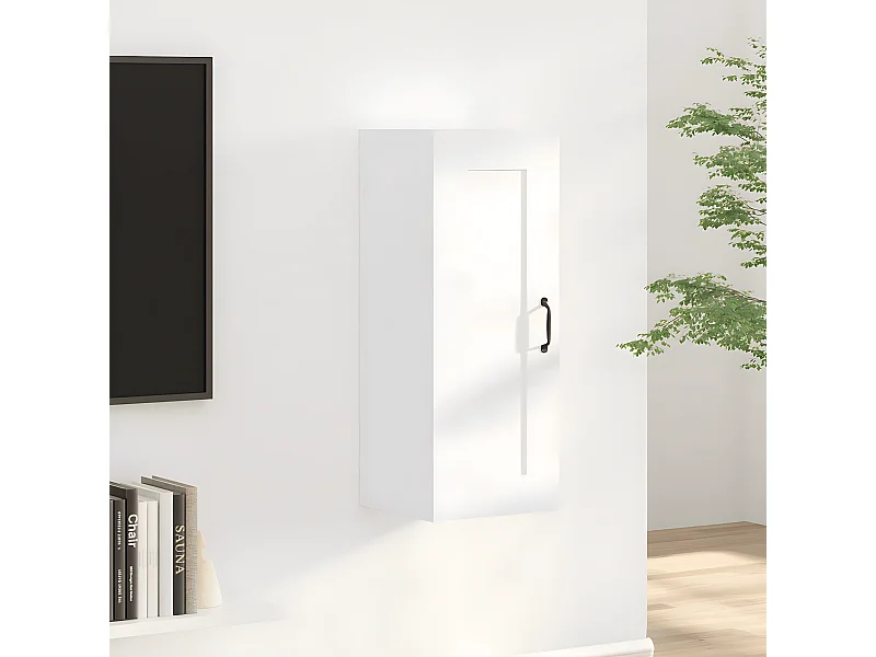 Armoire suspendue Blanc 35x34x90 cm Bois d'ingénierie FR14832