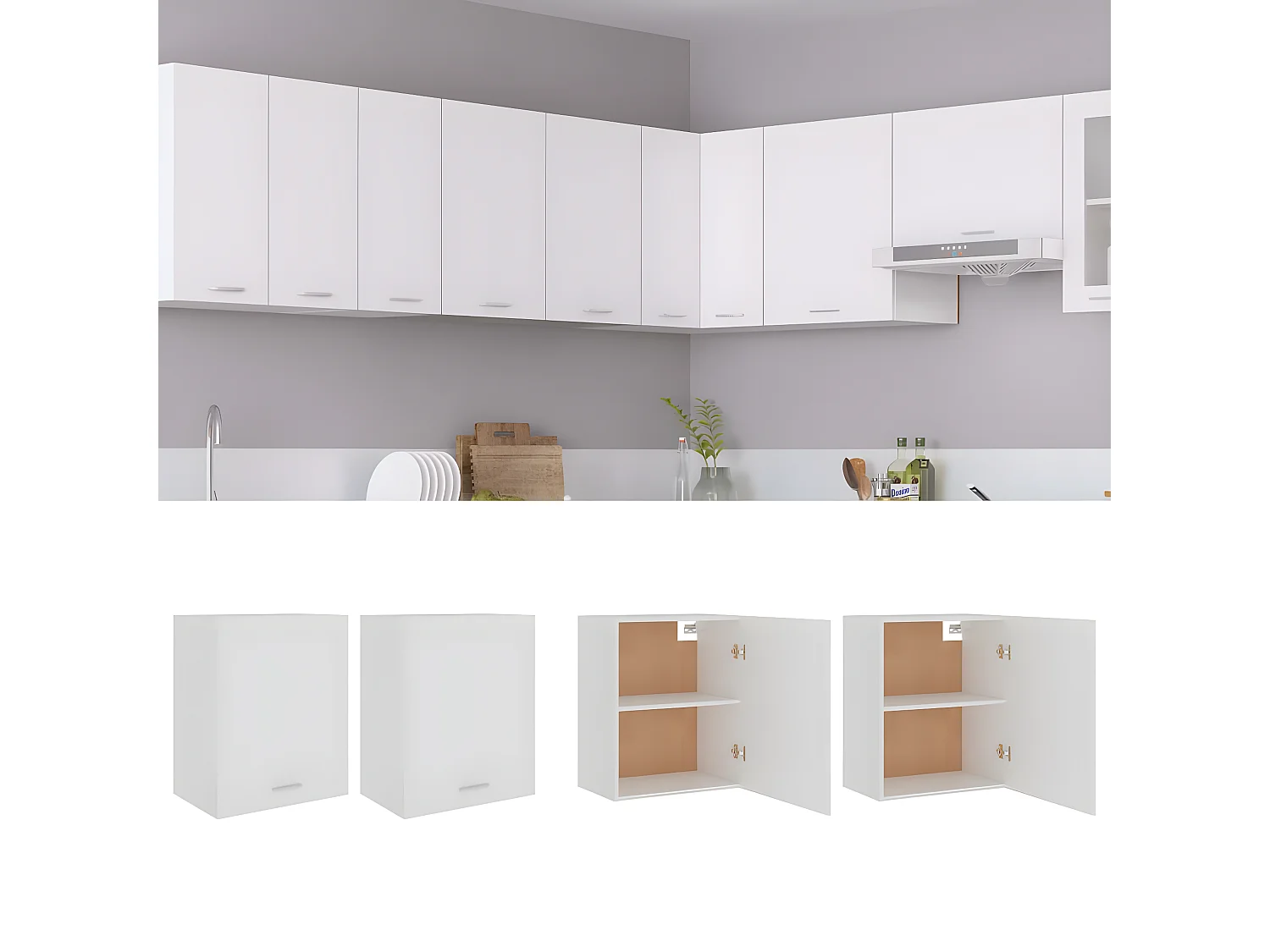 Hangkasten 2 st 50x31x60 cm bewerkt hout wit BE746125