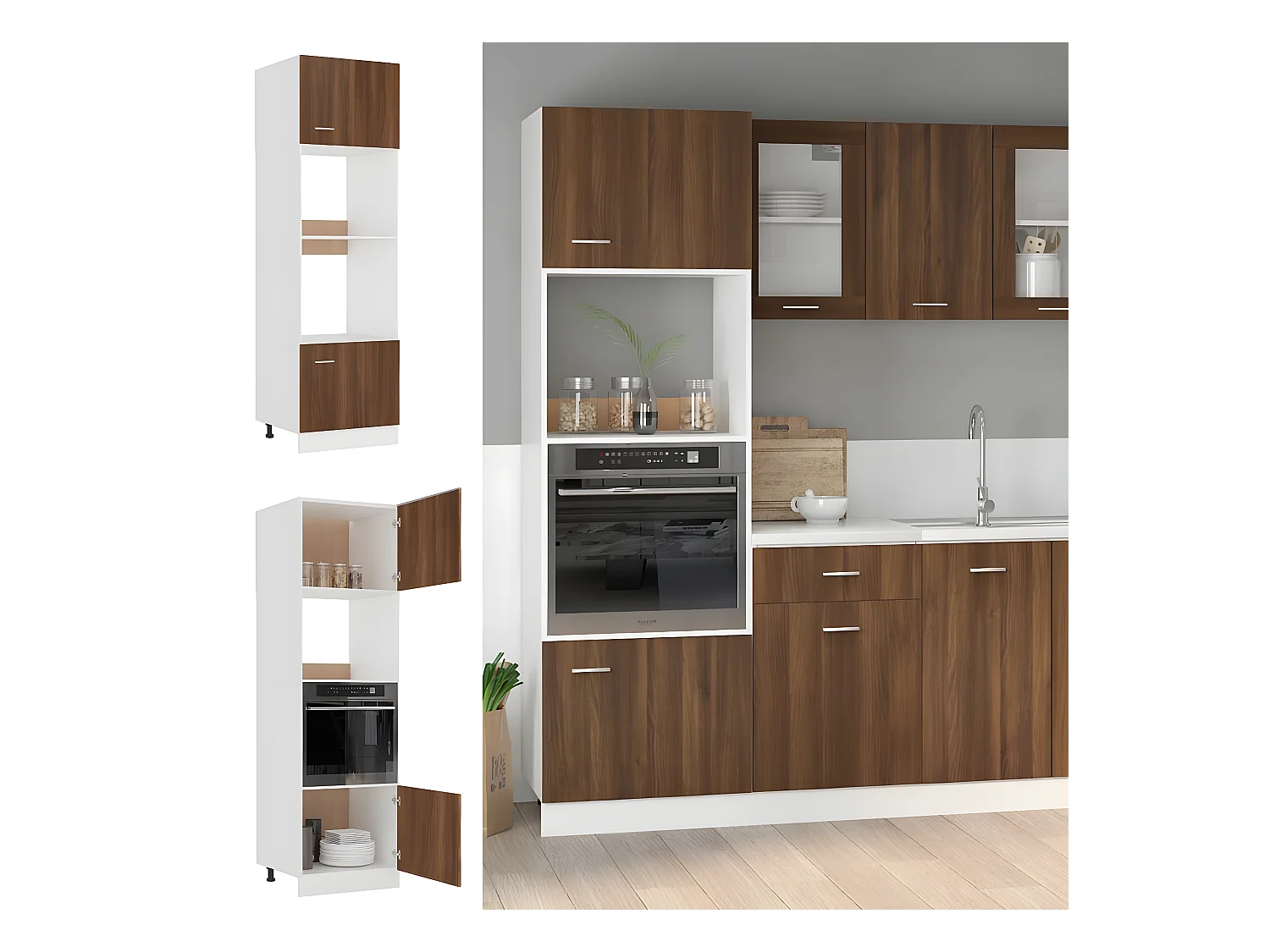 Armoire à micro-ondes Chêne marron 60x57x207 cm FR16866