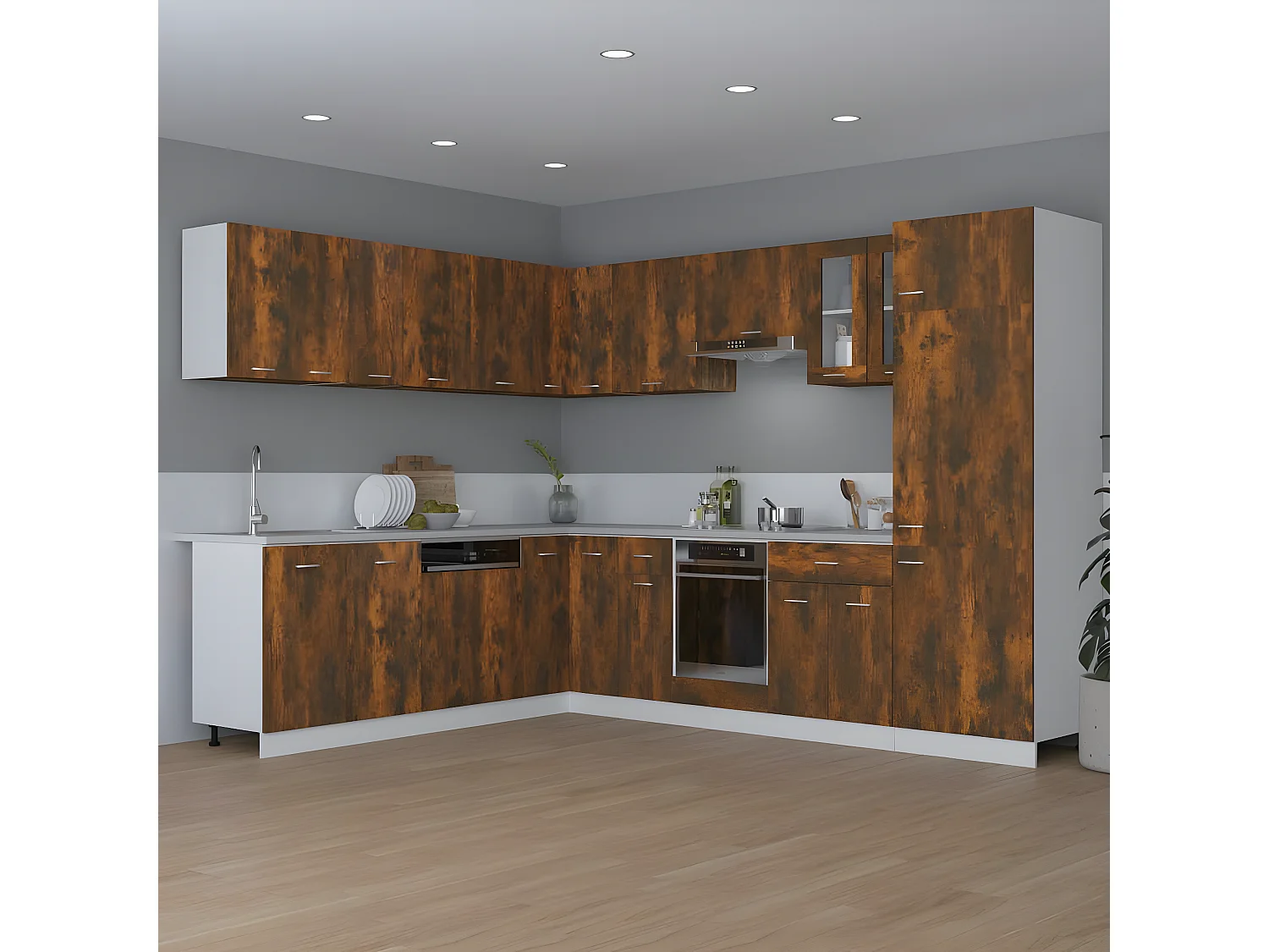 Hangkast 80x31x60 cm bewerkt hout gerookt eikenkleurig BE319818