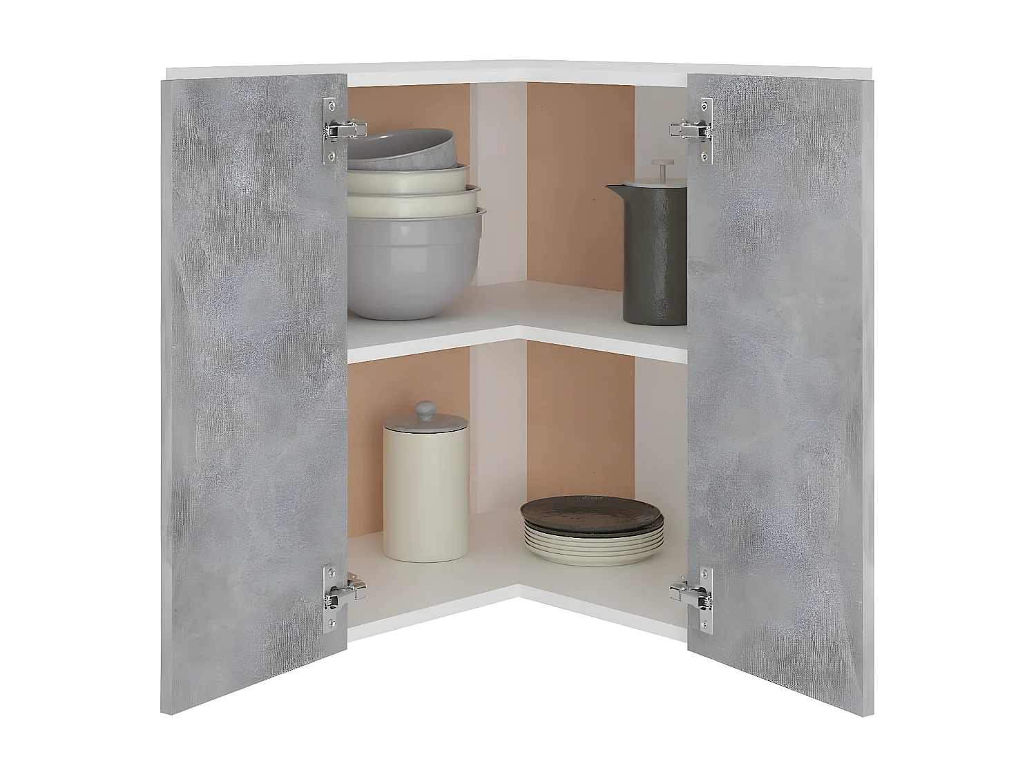 Armoire d'angle suspendue Gris béton 57x57x60 cm Aggloméré FR85609