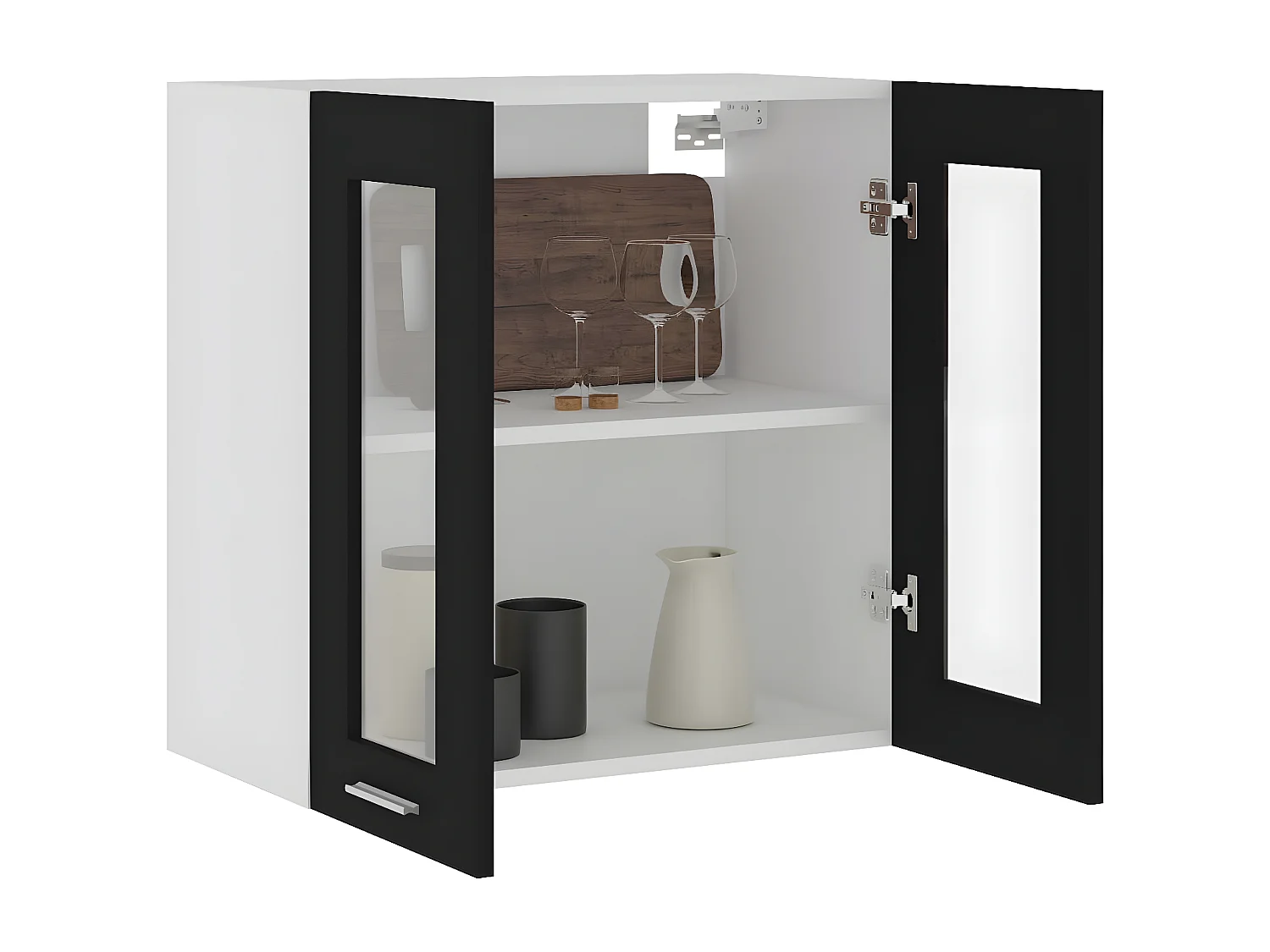 Armoire en verre suspendue Noir 60x31x60 cm Bois d'ingénierie FR62004