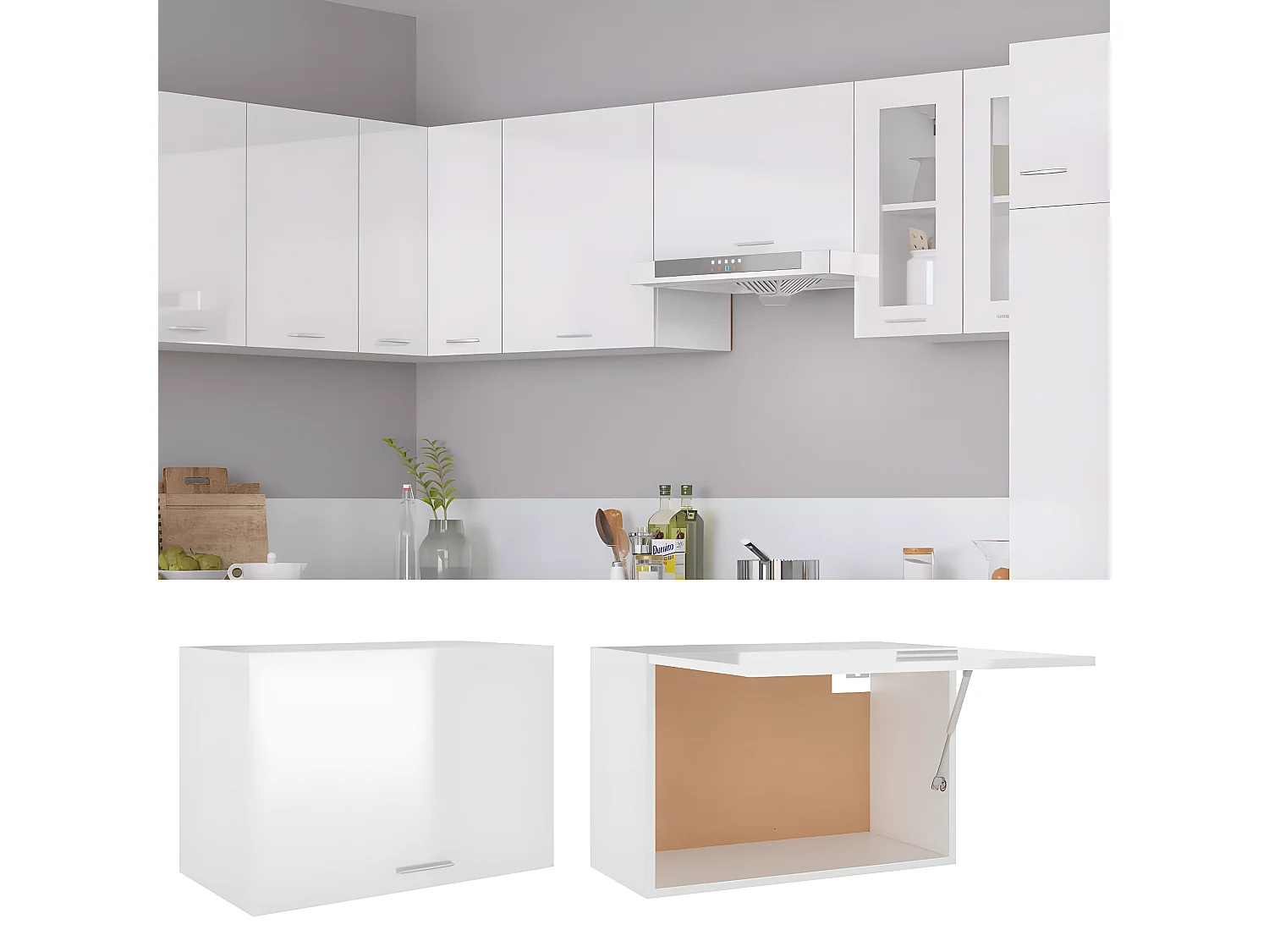 Armoire suspendue Blanc brillant 60x31x40 cm Bois d'ingénierie FR94721