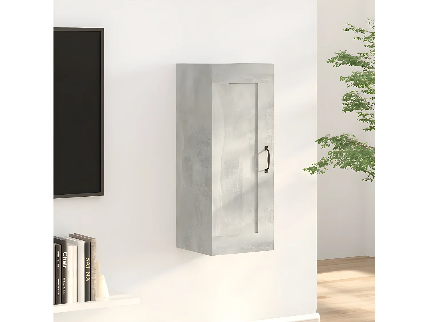 Armoire suspendue Gris béton 35x34x90 cm Bois d'ingénierie FR71797