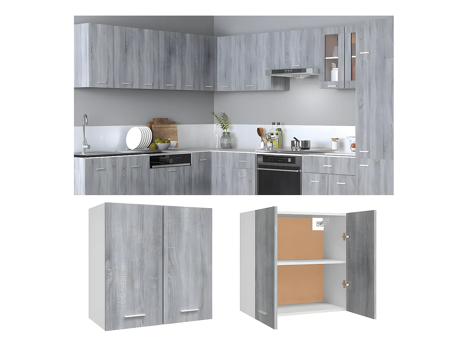 Armoire suspendue Sonoma gris 60x31x60 cm Bois d'ingénierie FR76681