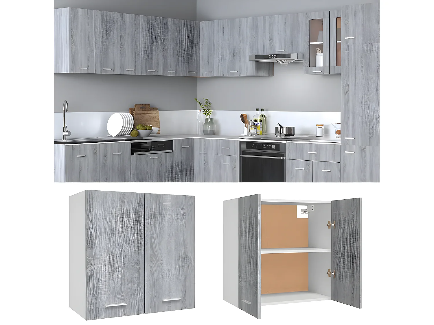 Armoire suspendue Sonoma gris 60x31x60 cm Bois d'ingénierie FR76681