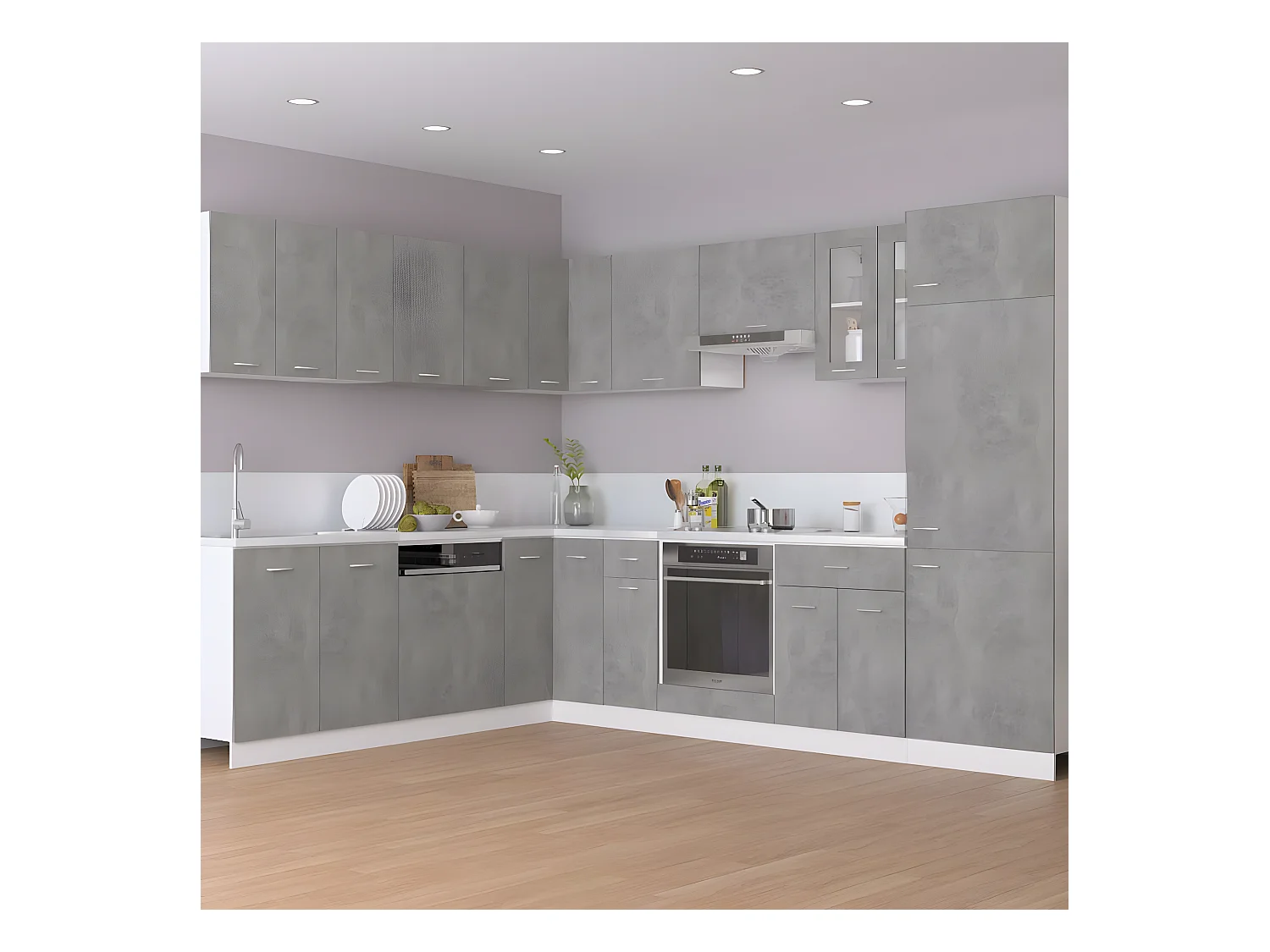 Ovenkast 60x46x81,5 cm bewerkt hout betongrijs BE779781