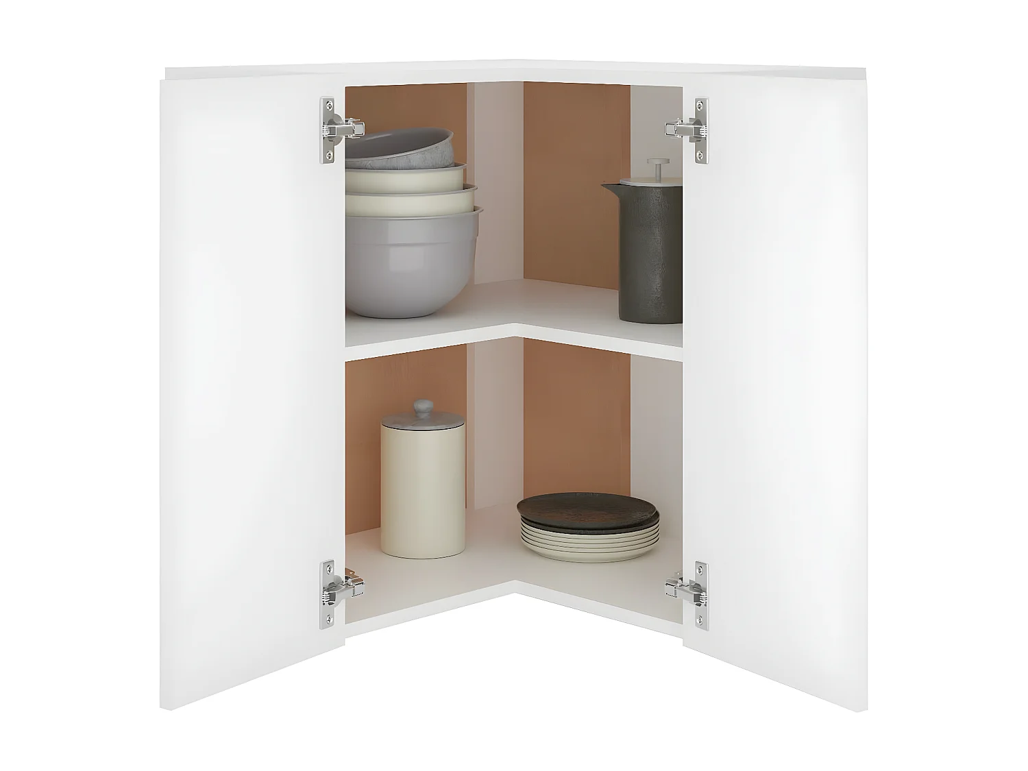 Armário de canto parede 57x57x60 cm madeira de branco branco PT272005